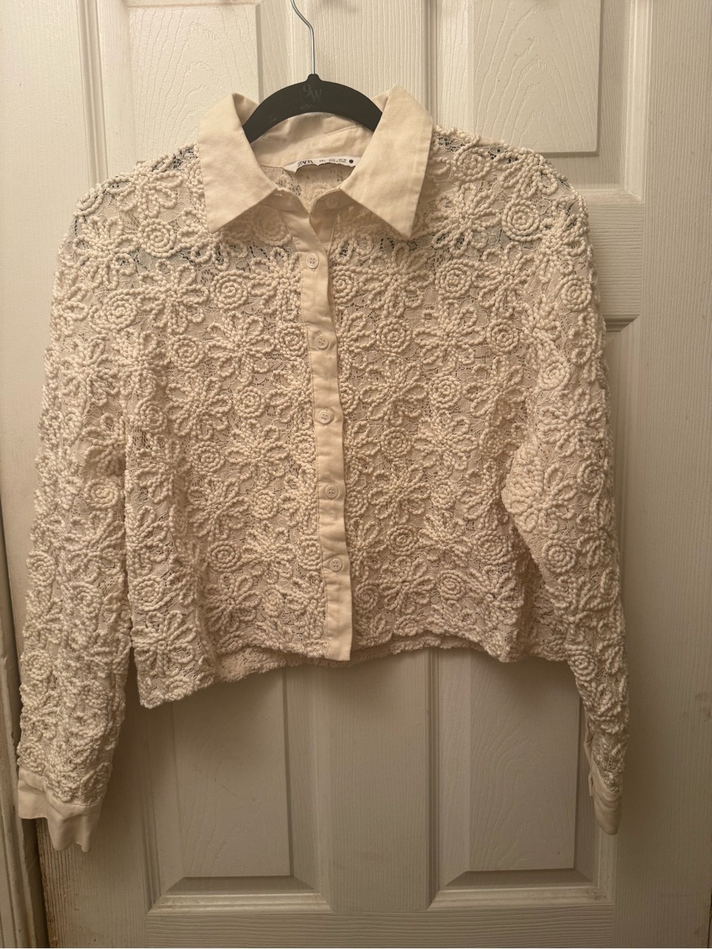 Cream Lace Button-Front Women's Top - Picture 1 of 4